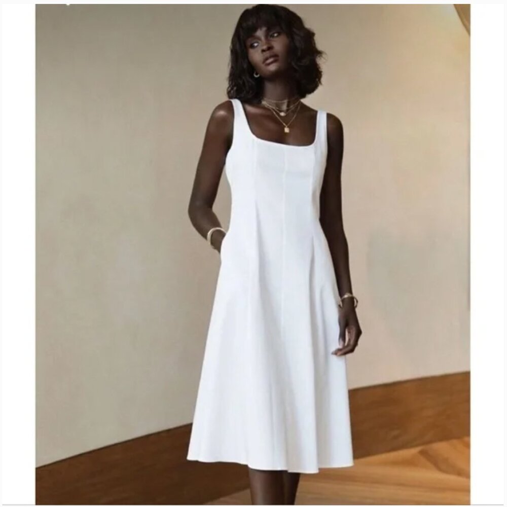 NWT Club Monaco Wide Neck Panel Dress Red Women's 8 A Line Pockets Classic - Picture 5 of 16